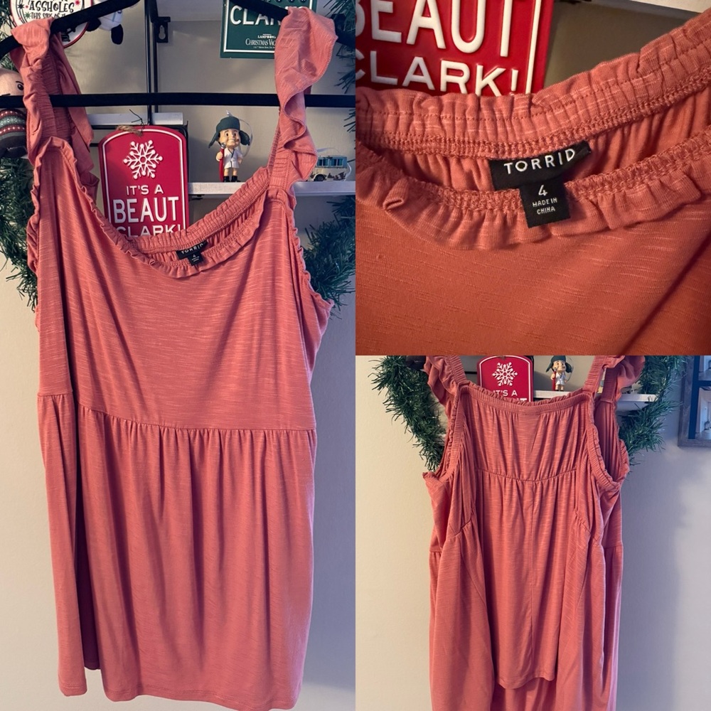 Torrid 4 Ruffled Coral Blouse